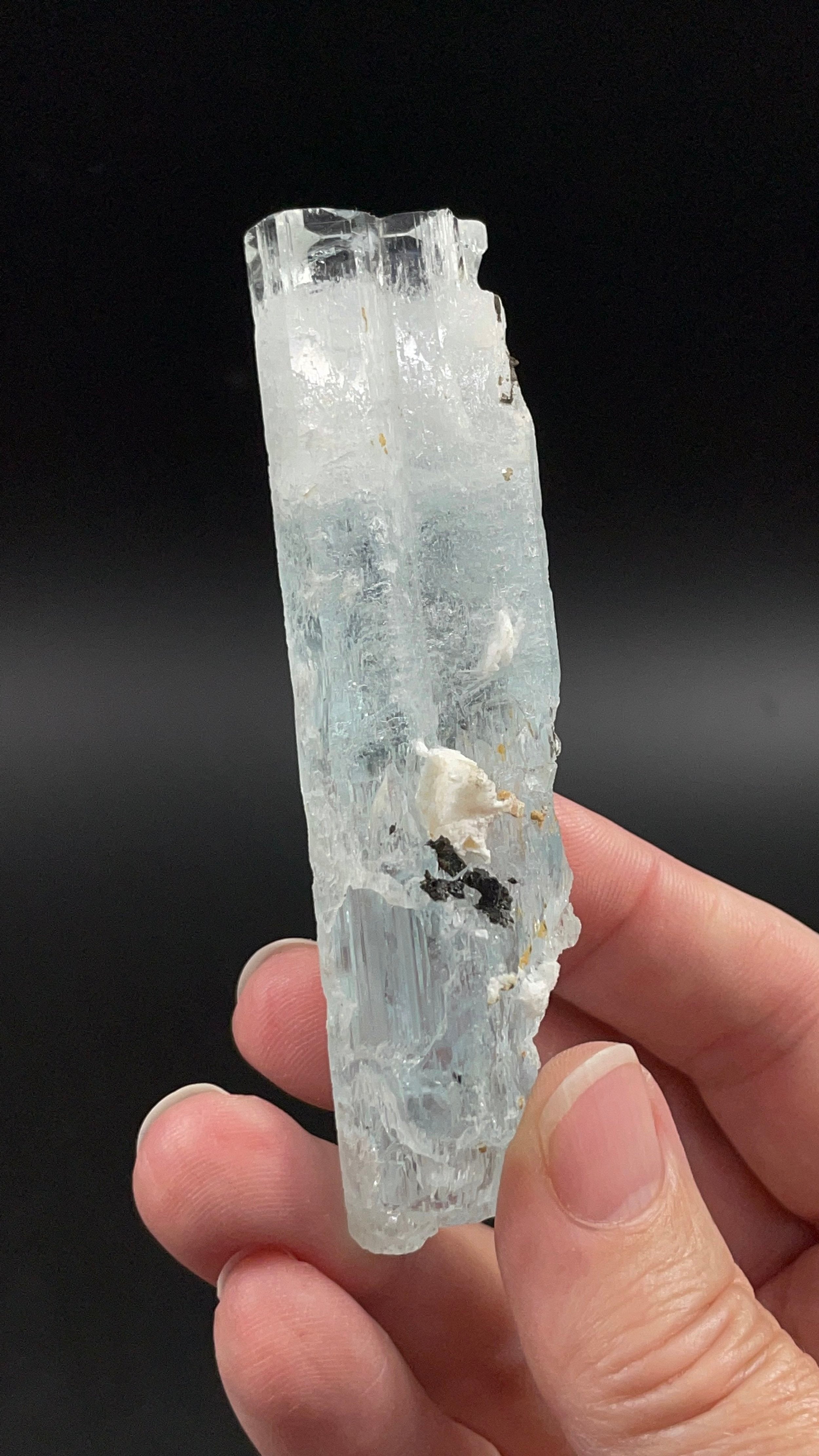 Aquamarine Crystal with Minor Black Tourmaline & Feldspar