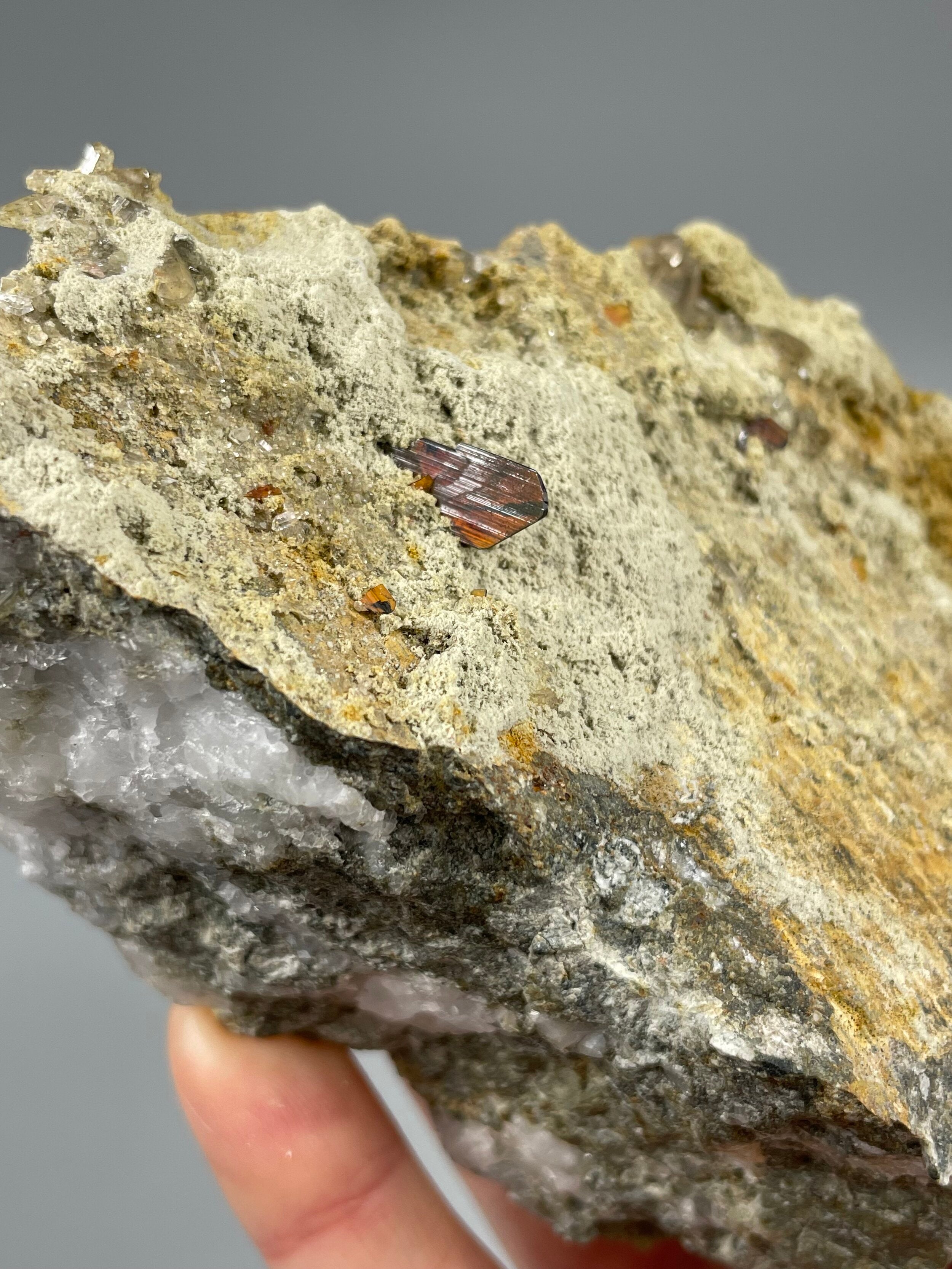 Delicate Brookite Crystals Nestled in Matrix