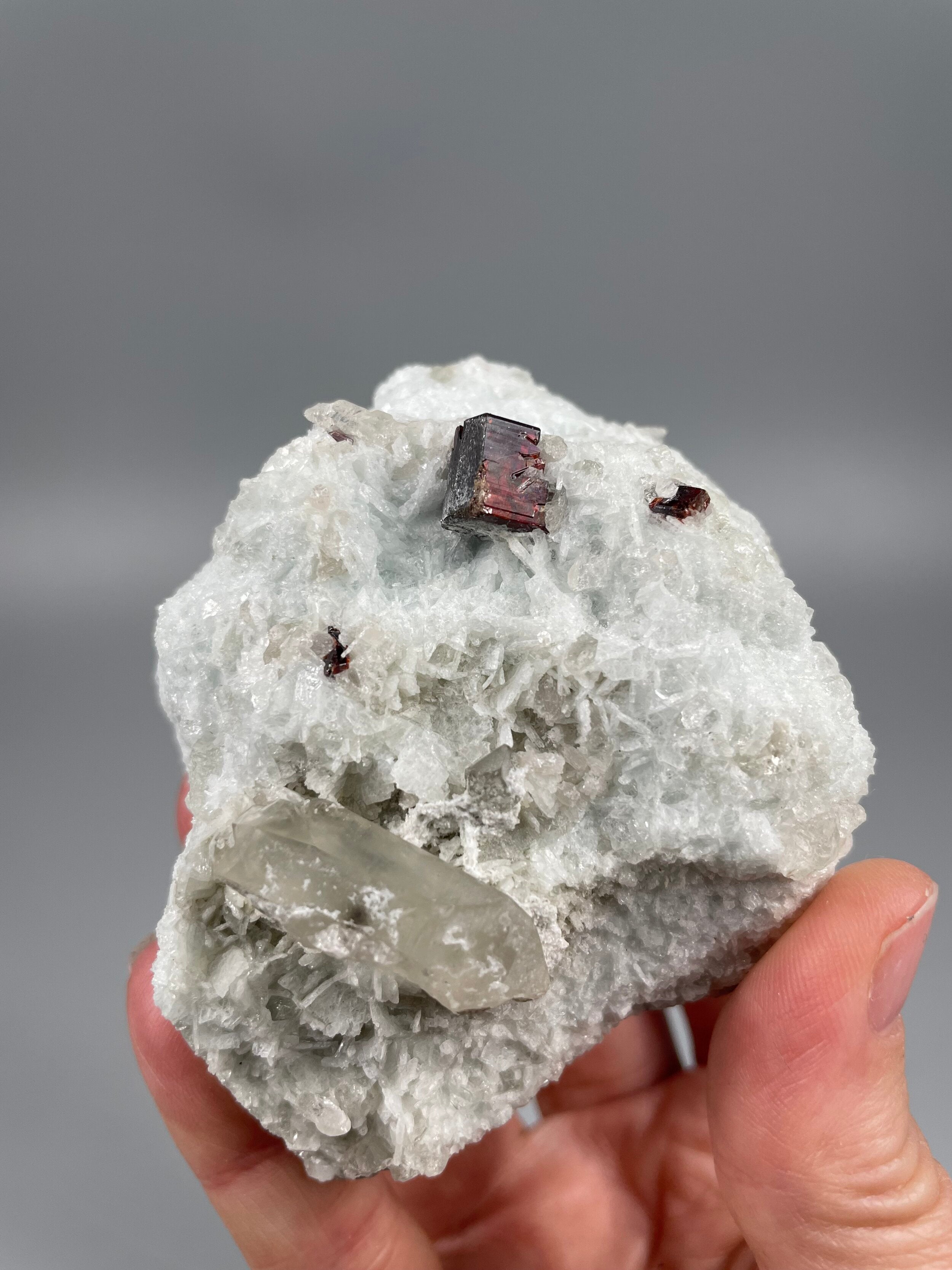 Tantalite Crystals with Morganite, Quartz & Clevelandite