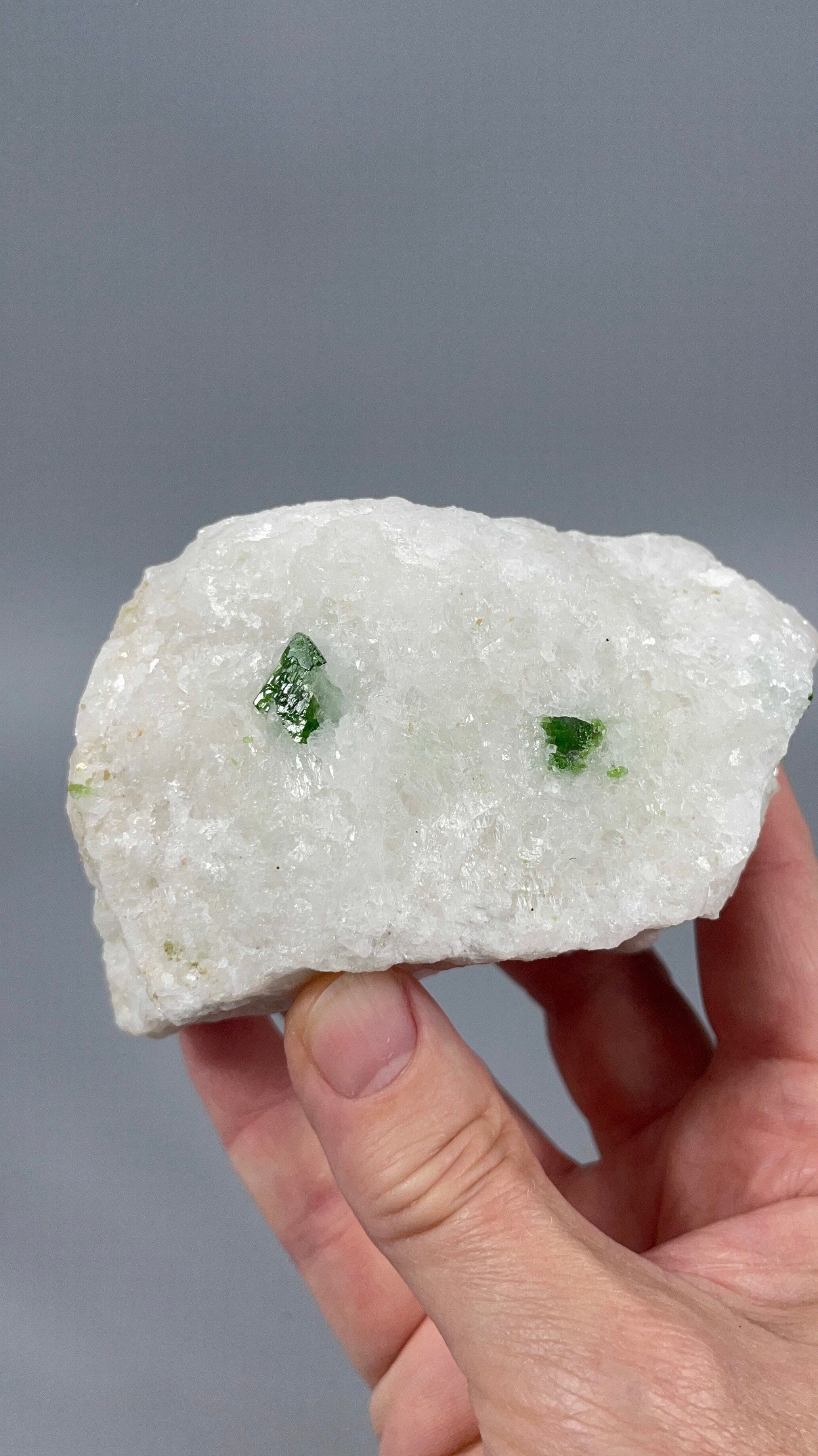 Green Pargasite Crystal on Snow White Matrix