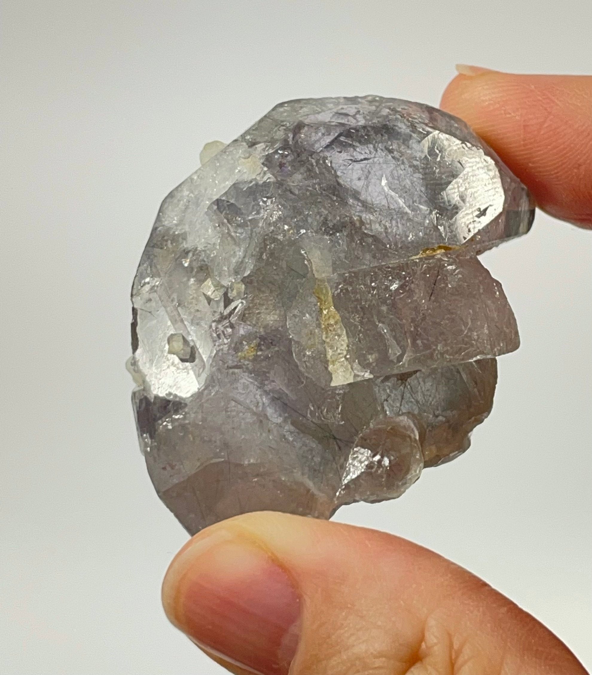 Lavender Color Apatite Crystal with Actinolite Inclusions