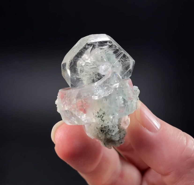 Tabular Apophyllite with Pastel Green-Blue Celadonite Inclusions — Nashik, India