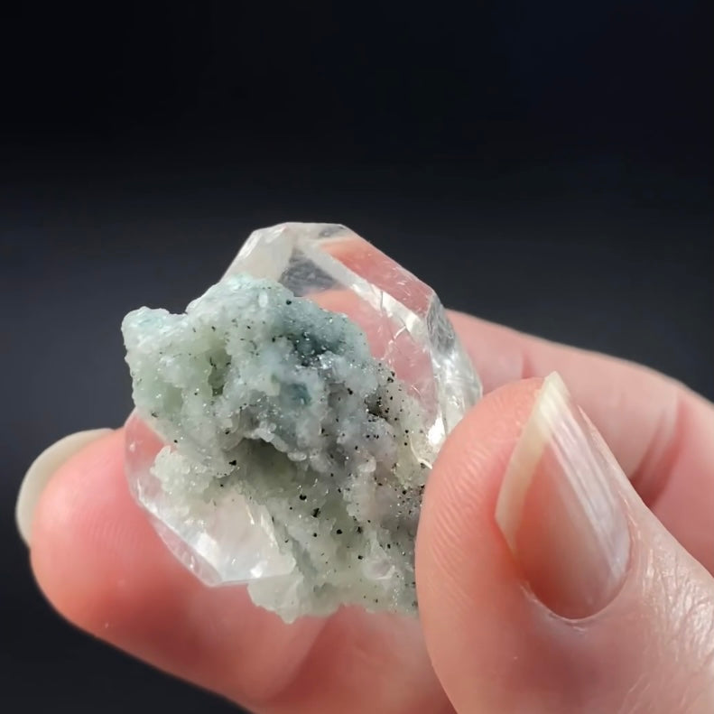 Tabular Apophyllite with Pastel Green-Blue Celadonite Inclusions — Nashik, India