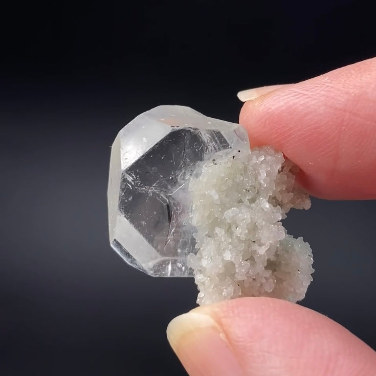 Tabular Apophyllite Crystal with Minor Celadonite - Nashik, India