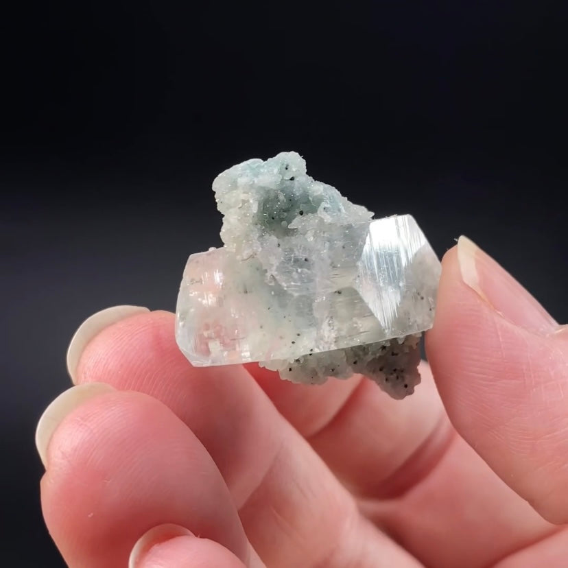 Tabular Apophyllite with Pastel Green-Blue Celadonite Inclusions — Nashik, India
