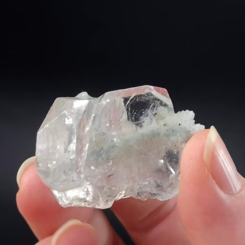 Tabular Apophyllite with Pastel Green-Blue Celadonite Inclusions — Nashik, India
