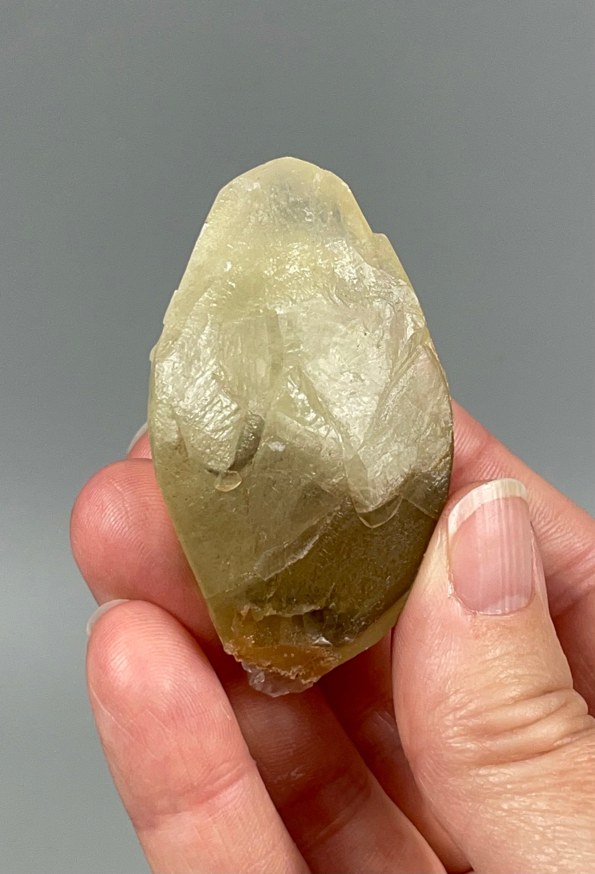 Yellow Calcite Specimen with Gray / Purple Fluorite