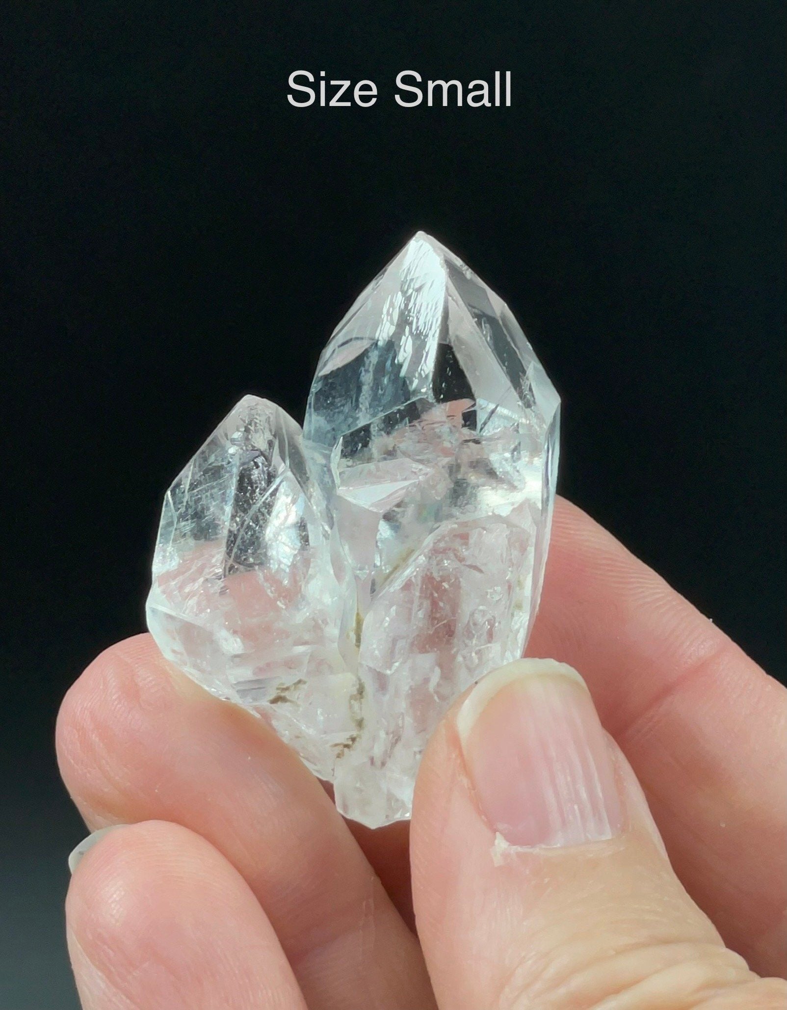 ONE Clear Doubly Terminated Quartz Crystal - Two Sizes Available