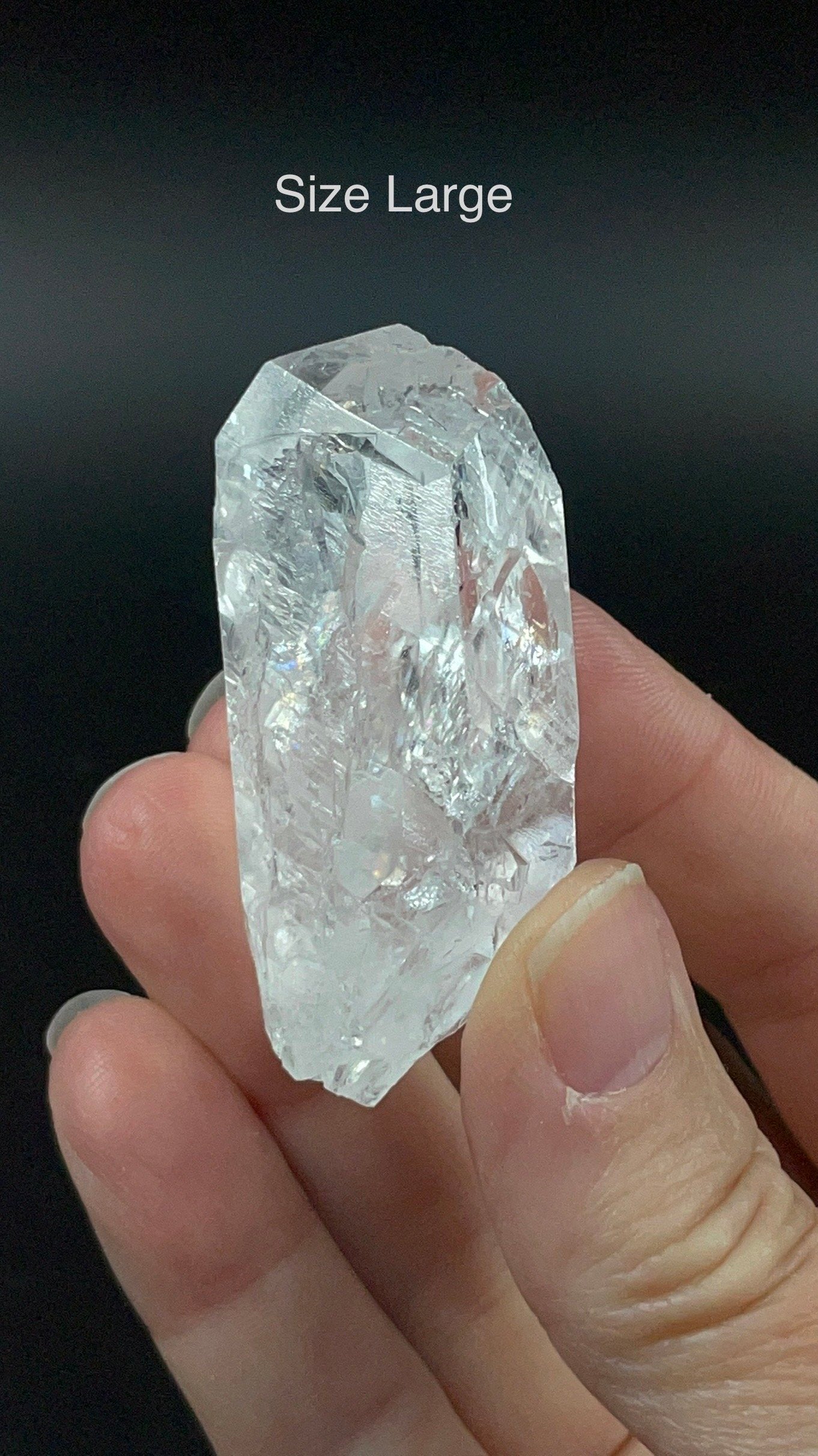 ONE Clear Doubly Terminated Quartz Crystal - Two Sizes Available